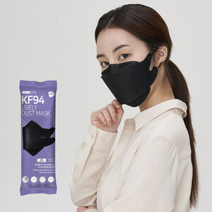 [라이블리] KF94마스크 (중형) 30매_블랙(개별포장) 22.5cm 귀안아픈 숨쉬기편한 마스크